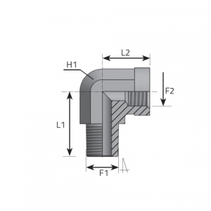 90° Adapter male BSPT – fixed female BSPP. (LMGK..FFG)